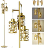 Oneach 70" Industrial Floor Lamp, Stepless Dimmable Standing Lamp with 3 Bulbs, Farmhouse Corner Standing Tree Lamp for Living Room, Tall Lamps for Bedroom, Office, Study Room, Dining Room, Gold