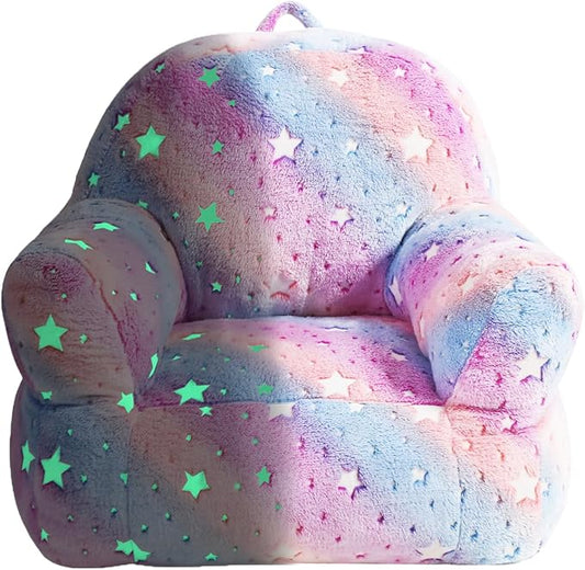Toddler Chair, Glow in The Dark Kids Sofa Bean Bag Chair for Kids Children Couch Toddler Mini Sofa Armchair for Children, Lightweight Children Sofa Chairs (Rainbow Pink)