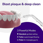 Burst Electric Water Flosser for Teeth Cleaning (3 Modes/Rose Gold) | Cordless | Plaque Removal Between Braces & Dental Work | Portable Floss | Refillable 110mL Tank