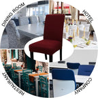 JQinHome 6 Pcs Dining Chair Slipcover,High Stretch Removable Washable Chair Seat Protector Cover for Home Party Hotel Wedding Ceremony (Burgundy)