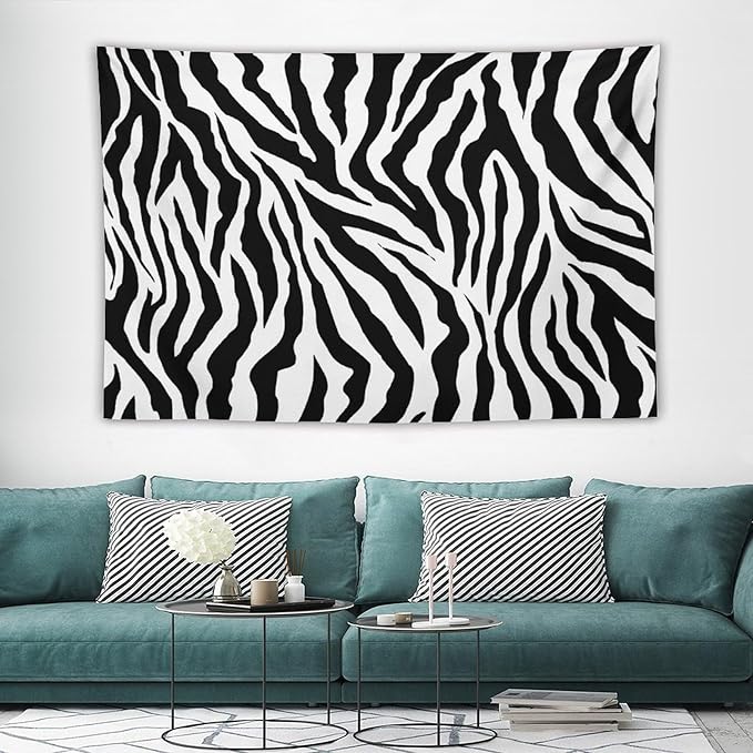 HZOHNAGO Zebra Print Tapestry Nature Wild Animals Black and White Stripe Printed Wall Tapestry Painting Wall Hanging for Bedroom Living Room Dorm 90" W x 60" H