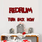 Wooden Halloween Decorations Stickers Bloody Halloween Decals for Mirror Wall Window Peel and Stick Happy Halloween Wall Sticker Redrum Door Sign Outdoor Indoor Decor Holiday Party Supply Photo Props