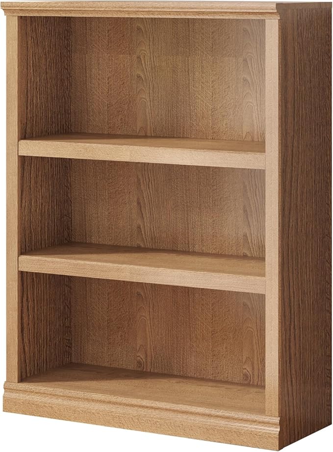 43 in Tall Bookcase, 3-Tier Bookshelf Open Storage, 33 inch Wide Floor Standing Indoor Furniture, Book Cases for Home School Library Office Bedroom Kids, Oak 3 Tiers