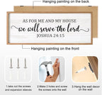 As For Me And My House We Will Serve The Lord Framed Wall Art, 40''×15'' Horizontal Positive Religious Rustic Bible Verse for Christian God Jesus Christ Prayer, Vintage Holy Catholic Scripture Decor