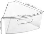 Oubonun Lazy Susan Organizers Set of 6, 12.8’’ x 11.7’’ x 4’’ Plastic Transparent Kitchen Cabinet Storage Bins with Handle, 4" Deep Container, 1/8 Wedge - Food Safe, without BPA