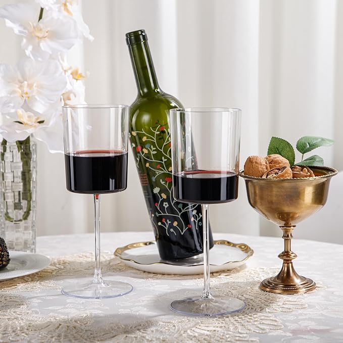 Ciaell 12 Pack Clear Plastic Wine Glasses - 14Oz Plastic Wine Glasses with Stem - Disposable Stemmed Wine Glass for Parties & Weddings & Outdoor