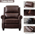 CANMOV Pushback Recliner Chair Faux Leather Armchair Push Back Recliner with Rivet Decoration Single Sofa Accent Chair for Living Room, Reddish Brown