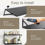 Fun Memories 27.5" W x10 D Floating Shelves, Black Wall Shelf with Brackets, 10 Inch Deep Floating Shelf Set of 2, Large Storage Kitchen Living Room Bathroom Shelves, Wood Wall Mounted Shelf