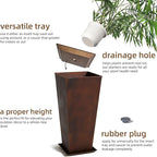 KOL 25''H. Tall Galvanized Steel Planter with Saucer, Set of 2, Planter Pots with Drainage Hole for Indoor & Outdoor Use, Decorative Flower Plant Pots for Front Porch, Patio, Deck - Rust Color