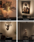 EZVALO Spotlights Indoor with Remote, 5500mAh Rechargeable Picture Lights, Wireless LED Uplighting with Timer＆Dimmable, 3CCT, Display Lights for Plant Painting, Artwork, Accent Lighting (2Pack-Black)