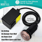 BESTILL Garbage Disposal Air Switch Kit - UL Listed, Cordless Sink Top Switch Button for Waste Disposer, Long Push Button with Brass Cover, Antique Copper, Compatible with all Garbage Disposals