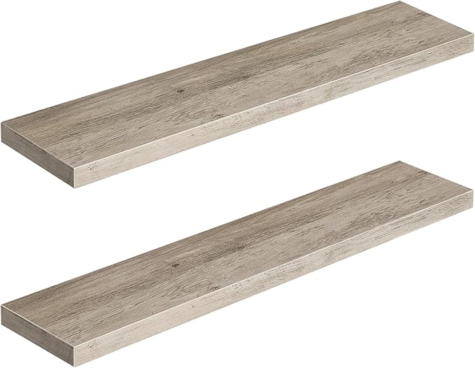 HOOBRO Floating Shelves for Wall, Wall Mounted Shelf Set of 2, 39.4" Hanging Shelf with Invisible Brackets, for Wall in Bathroom, Bedroom, Toilet, Kitchen, Livingroom, Office, Greige BG100BJP201