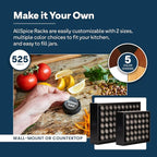 AllSpice Spice Rack Organizer, Wood, 525 Unique Labels, Countertop or Wall Mount, Includes 60 4oz Jars- Matte Black