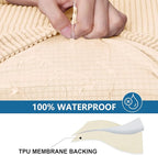hyha Waterproof Sectional Couch Covers, Non Slip Sofa Couch Cushion Covers L Shape, Thick Stretch Jacquard Fabric, Washable Sofa Slipcovers with Elastic Bottom (1 Piece for Chaise, Beige)