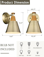 FEMILA 1-Light Vintage Wall Sconces, Antique Brass Industrial Sconces Wall Lighting, Single Bathroom Vanity Light Fixtures Wall Mount Lamp, Hammered Metal Shade,4FG59B BG