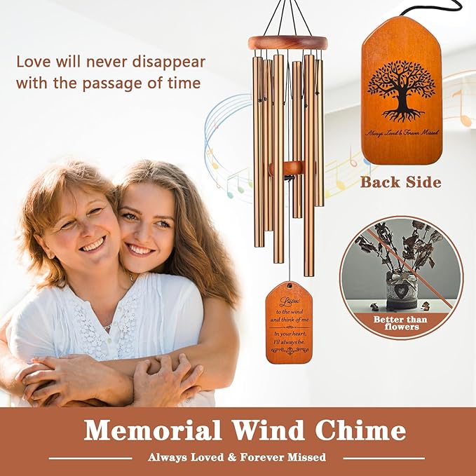 Memorial Gifts, 30" Wooden Sympathy Wind Chimes for Loss of Loved One, Memorial/Bereavement/Condolence/Funeral Gifts for a Loved One Mother Father Miscarriage
