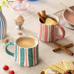 Vibrant Striped Ceramic Coffee Mug - Unique Green Design, 12oz, Microwave & Dishwasher Safe, Perfect for Daily Brews tea or coffee