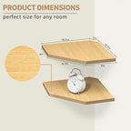 Corner Shelf Wall Mount, Corner Floating Shelves, Set of 4 Corner Wall Shelf Organizer, Rustic Wood Wall Storage Display Shelves for Living Room Bedroom Bathroom Kitchen, Oak
