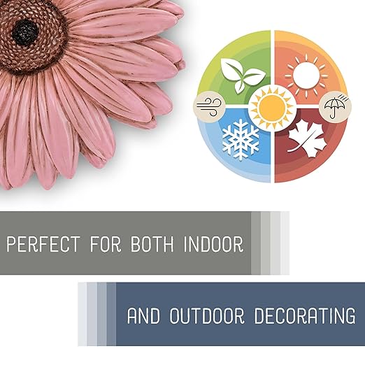 NAT & Jules Gerbera Daisy Flower Shaped Dimensional Indoor Outdoor 12 inch Cast Resin Decorative Garden Stepping Stone, Patio, Walkway Sculpture Yard Art, Pink