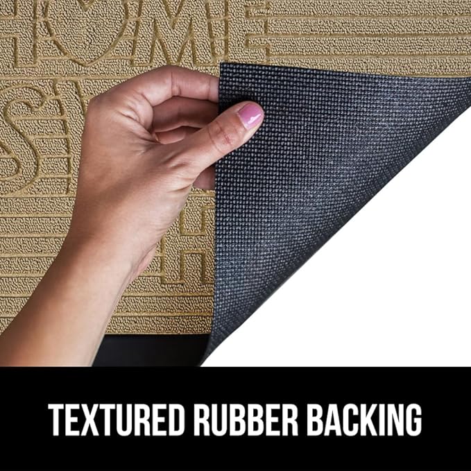 GORILLA GRIP 100% Waterproof All-Season WeatherMax Doormat 35x23, US Designed Natural Rubber, Stain and Fade Resistant, Low Profile Indoor Outdoor Door Mats, Easy Clean Patio Mat, Home Sweet Home