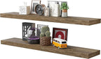BAMEOS Floating Shelves,40 in W x 8in D Wall Mounted Wooden Shelves with Invisible Brackets Set of 2, Hanging Wall Shelves Decoration for Bedroom, Bathroom, Living Room and Kitchen