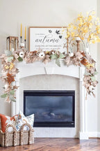 DearHouse Pumpkin Fall Maple Leaf Garland, 6Ft Hanging Vine White Maple Garland Artificial Autumn Foliage Thanksgiving Decor for Home Wedding Fireplace Party Christmas