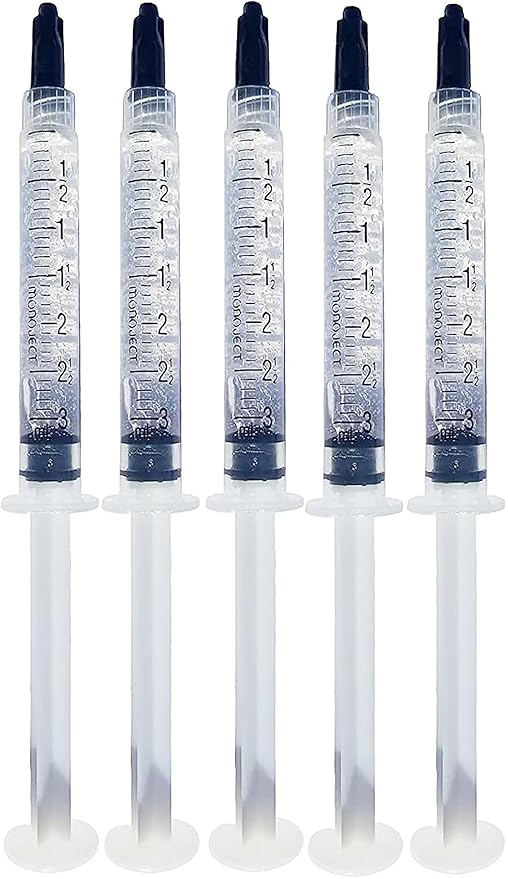 Bright White Smiles 44% Teeth Whitening Gel Syringe Refill Pack, Carbamide Peroxide, 5 Syringes (3ml),Tooth Whitener Formula
