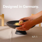 KIVY Concrete Fruit Bowl for Kitchen Counter - Large Decorative Pedestal Bowl for Home Decor - Modern Key Bowl for Entryway Table - White
