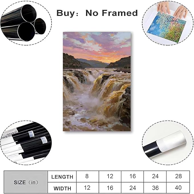 The surging waterfall scenery in the canyon is suitable for posting in the living room bedroom and office landscape posters