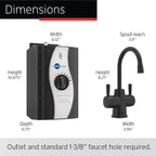 InSinkErator Stainless Steel Tank, HC250MBLK-SS HOT250 System, 2-Handle Drinking Faucet in Matte Black with 2/3-Gallon, Filter-Compatible Instant Hot/Cold Water Dispenser