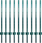 ARIFARO Fence Posts 4 Feet Sturdy Duty Metal Fence Post, Pack of 10, No Dig Garden U Post for Wire Fencing Steel Post for Yard, Outdoor Wire, FP-4FT