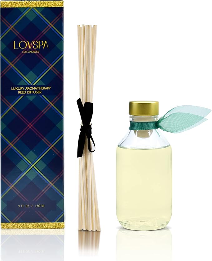 LOVSPA Reed Diffuser Set, Birchwood Pine Scented Oil Diffuser with Sticks, Home Fragrance Accessories for Bathroom Shelf Decor, Aroma Diffusers for Home or Office Desk, USA Made