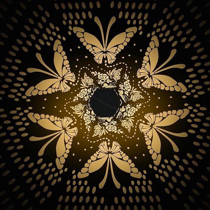 2 Pack Butterfly Solar Lanterns Outdoor Waterproof - Birthday Gifts for Women, Mom, Butterflies Solar Lights Outdoor Hanging Garden Decor for Outside, Patio, Outdoor, Yard, Lawn, Balcony