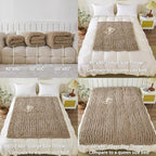 WESHIONGOO Chunky Knit Blanket Throw 40"×40" Knitted Throw Blankets for Couch Bed Fluffy Soft Blanket with Jumbo Chenille Yarn Thick 100% Handmade (Brown)