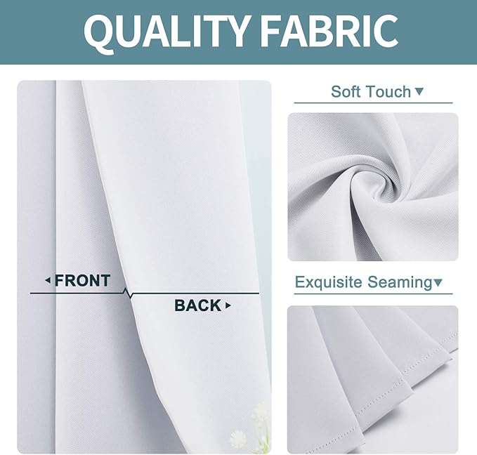 ChrisDowa Grommet Room Darkening Curtains for Bedroom and Living Room - 2 Panels Set Thermal Insulated Blackout Curtains (Greyish White, 38W x 45L)