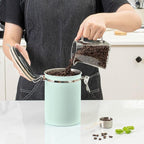 TEDSWAIT Coffee Canisters Airtight Coffee Bean Storage Container Kitchen Stainless Steel Food Storage Container with Scoop Date Tracker & CO2 Valve 61Fl Oz (Green)