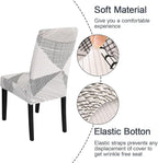 JQinHome White Chair Covers for Dining Room Set of 6, High Stretch Removable Washable Parsons Chair Slipcover for Home Party Hotel Wedding Ceremony (6PCS, Geometric)