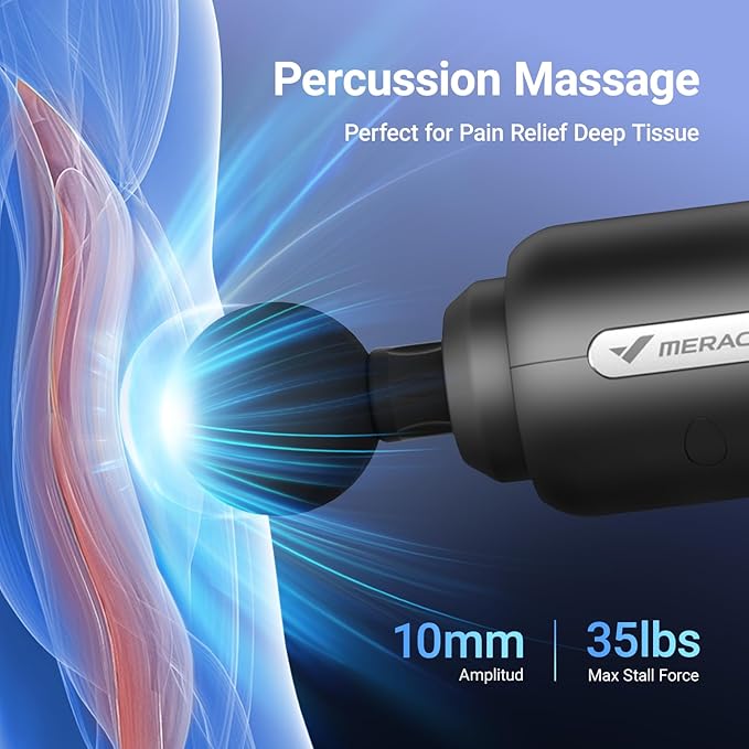 MERACH Massage Gun Deep Tissues, Percussion Massager Tools with 6 Massage Heads, Portable Hand Held Muscle Massagers for Pain Relief Deep Tissue, Cool Gifts for Men and Women