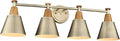 FEMILA Vanity Lights, 4-Lights Bathroom Light Fixtures Over Mirror, Antique Brass Wall Sconces Lamp with Hammered Metal Shade Finish, 4FG59B-4W BG