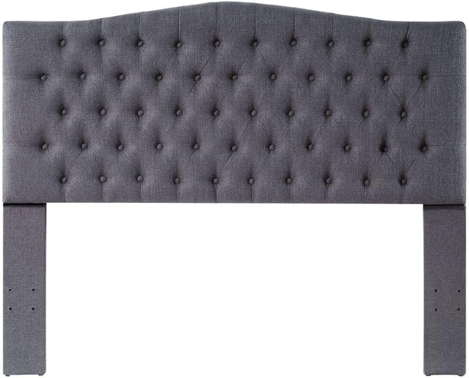 24KF Upholstered Tufted Button Linen Fabric Headboard,Comfortable Fashional Headboard Queen/Full Size,Dark Gray
