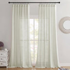 Joydeco Linen Curtains 108 Inch Length 2 Panel Sets,Light Filtering Curtains for Bedroom 52 Inch Wide Living Room Drapes with Back Tabs & Rod Pockets (W52 x L108 Inch, Oatmeal)