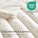 BEDELITE Faux Fur Throw Blanket for Couch, Soft and Cozy Luxurious 3D Striped Fluffy Blanket, 770GSM Thick Warm Plush Fuzzy Faux Rabbit Fur Blanket for Women Gift (Cream, 60"x 80")
