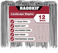 RAOOKIF 12 Inch Galvanized Garden Landscape Staples, 20/50/100/200Pcs Garden Metal Stakes, 11 Gauge Heavy Duty Ground Stakes for Decoration, Fence and Lawn Use, Fabric Pins (50, 12 Inch)