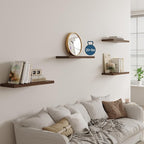 Wall Shelf Set of 2, Walnut Floating Shelves 24 in W x 10 in D x 1 in H, Wooden Floating Wall Shelf with Invisible Brackets for Living Room/Bedroom/Bathroom/Kitchen Storage and Decor