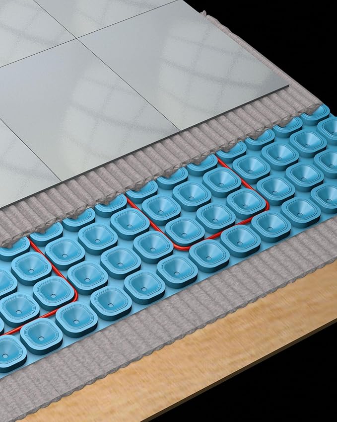 All-in-one Electric Radiant Floor Heating Kit 35 Sq Ft 240V with 2855401 Thermo Basic Non-programmable Thermostat, Heat Uncoupling Membrane, Underfloor Heat Cable, Safe Installation Tools