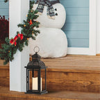NEEDOMO Lanterns Decorative Indoor & Outdoor, 15'' Lantern with LED Candle, Vintage Metal Hanging Lanterns for Patio, Front Porch,Yard, Table, Spring (NO Glass)