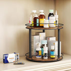 LAMU 10.2'' Wood Lazy Susan Turntable Organizer for Cabinet, 3 Tier Lazy Susan Spice Rack Organizer for Kitchen, Table Top, Countertop, Pantry, Bathroom
