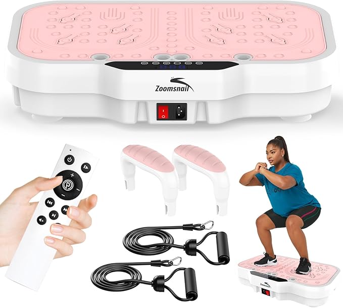 Vibration Plate Exercise Machine, 8000 Vibrations/min Adjustable Fitness Platform, 400 Lbs Capacity Whole Body Workout Extra Large Size Platform with Bluetooth for Weight Loss, Women & Men