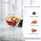 Large Glass Apothecary Jars with Lid, Clear Candy Jar for Candy Buffet, Fancy Decorative Glass Jar for Party, Wedding and Display, Tall Glass Candy Containers (Height: 16.5", Diameter: 6.5")