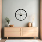 pluviart Rain Minimalist Metal Wall Clock, Modern Black Metal Wall Clock, Silent Non-Ticking Decorative Clock for Living Room, Kitchen, Office, Industrial-Style Wall Decor, Easy to Hang (26,8")